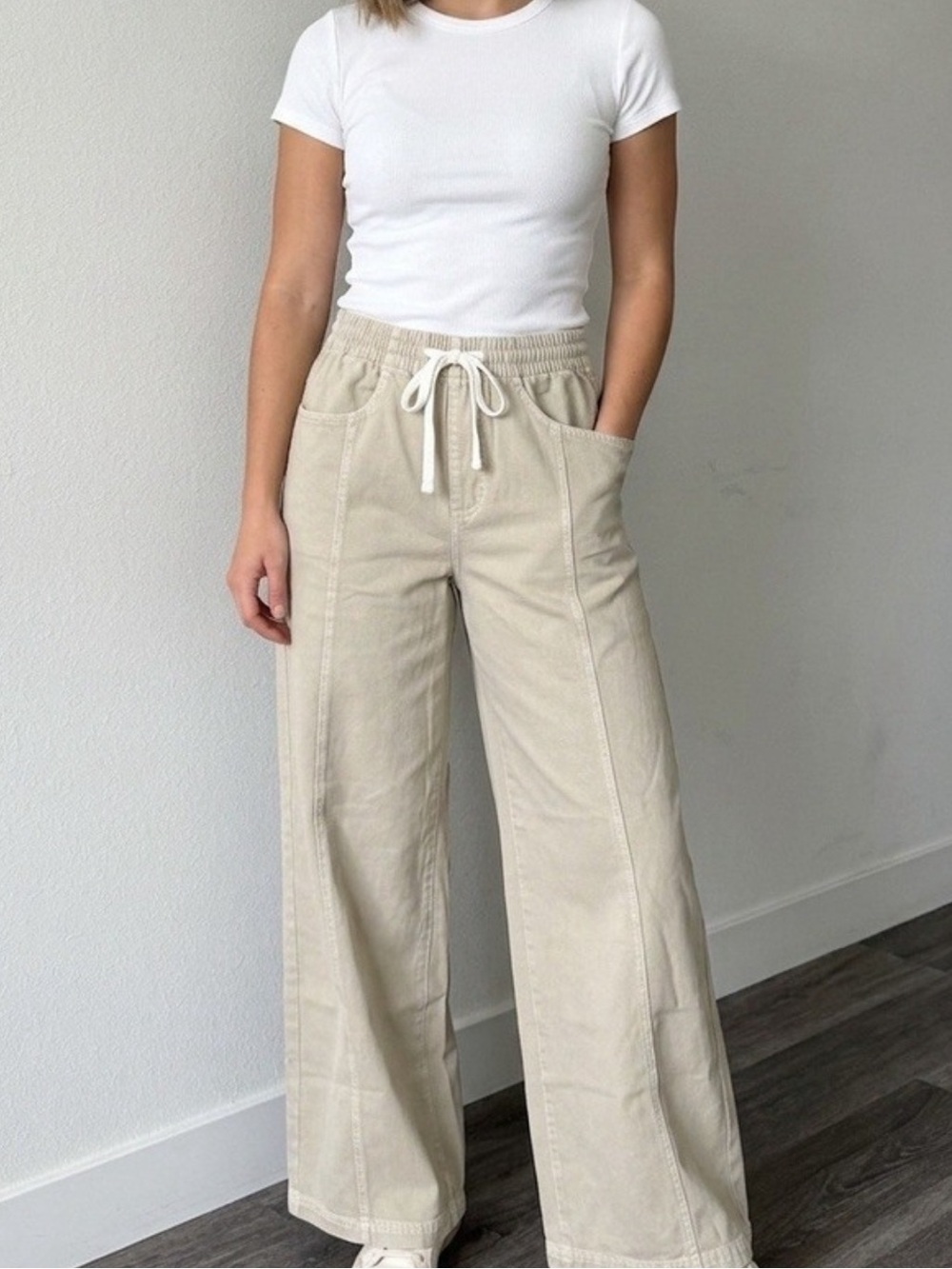 Universal Thread, Wide Leg Drawstring Pants, Khaki Green, Cotton, XSmall, NWT!!
